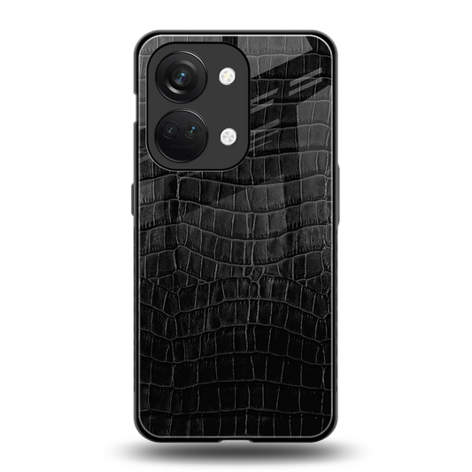 Croco Black back phone cover | glass case for oneplus nord 3
