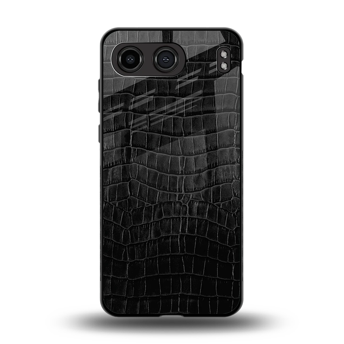 Croco Black back phone cover | glass case for oneplus nord 4