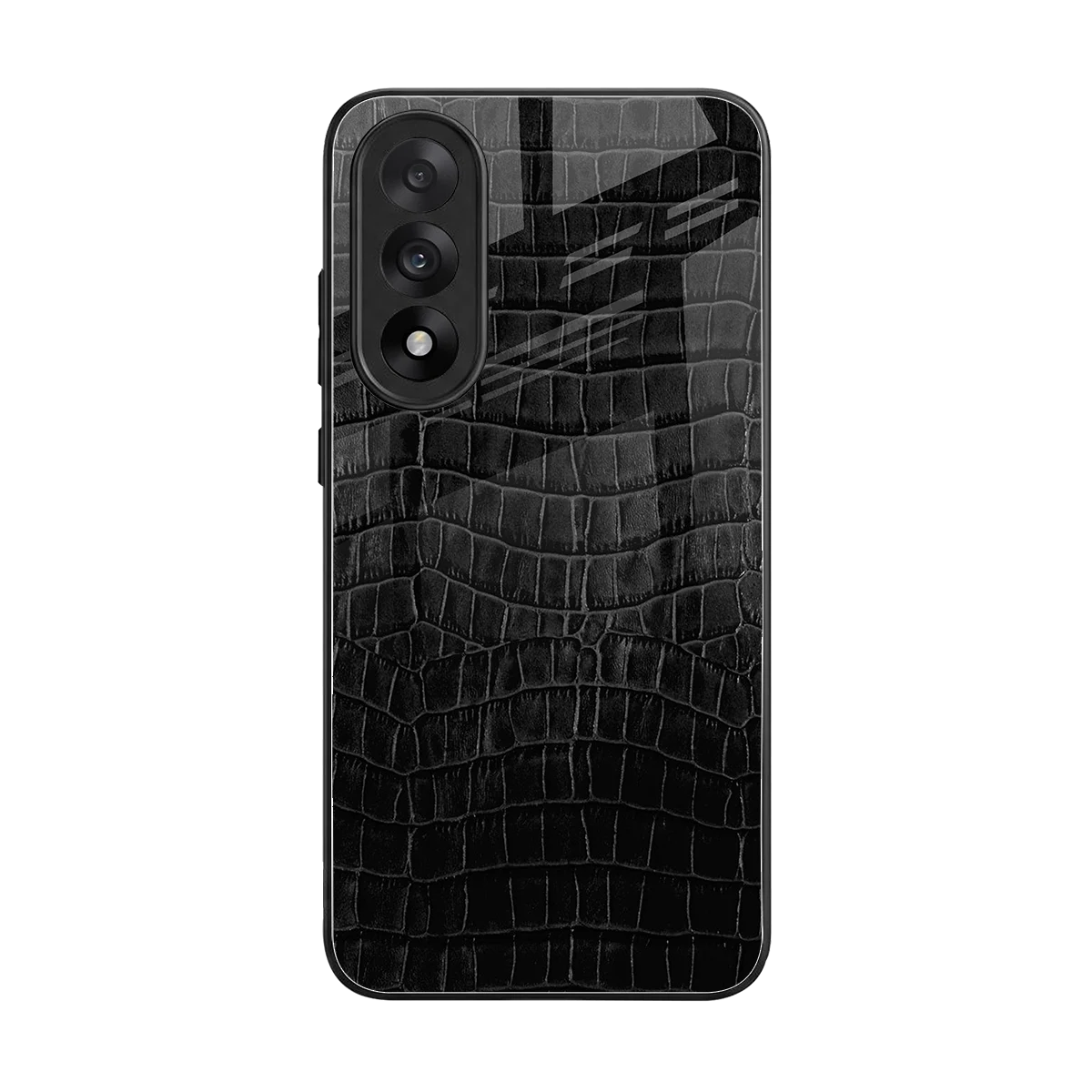 Croco Black back phone cover | glass case for oneplus nord 5