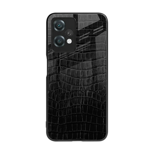 Croco Black back phone cover | glass case for oneplus nord ce 2 lite