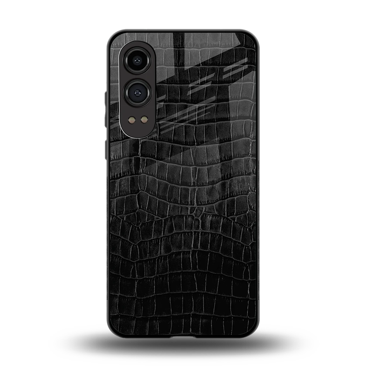 Croco Black back phone cover | glass case for oneplus nord ce 4 lite
