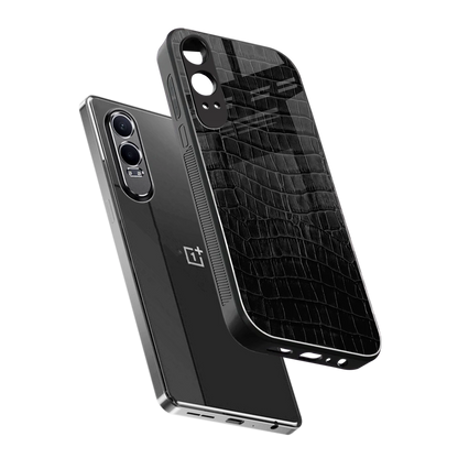 Croco Black sleek oneplus nord ce 4 lite cover with tempered glass back and TPU edges