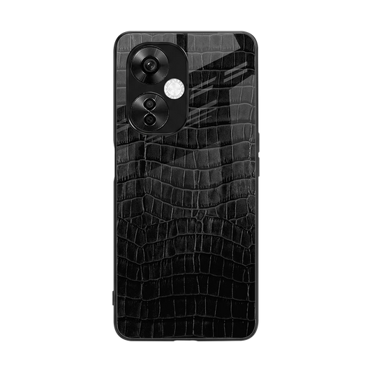 Croco Black back phone cover | glass case for oneplus nord ce 3 lite