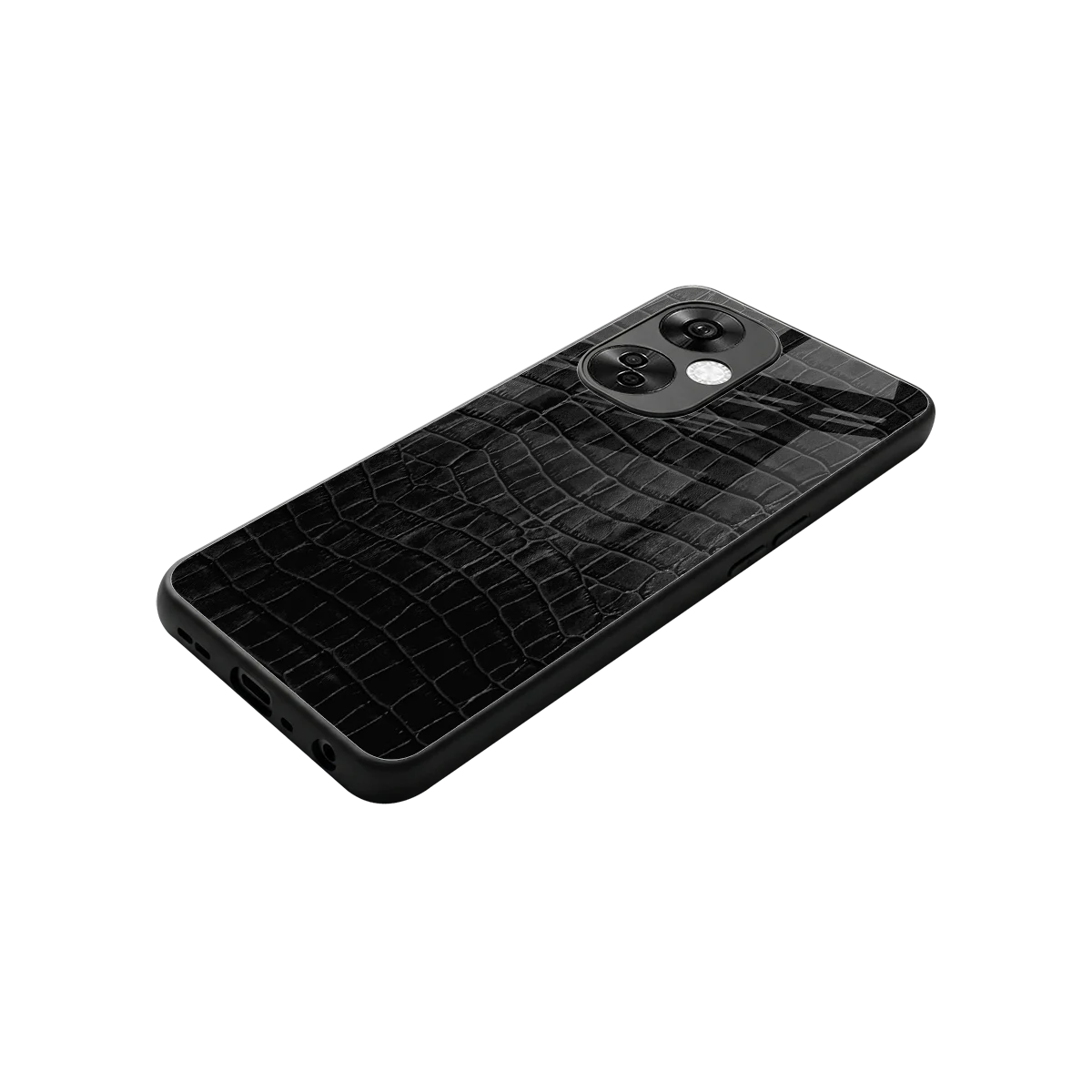 Croco Black stylish phone case for oneplus nord ce 3 lite | glossy glass and slim fit