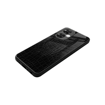 Croco Black stylish phone case for oneplus nord ce 3 lite | glossy glass and slim fit