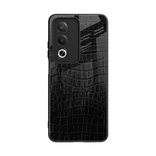 Croco Black back phone cover | glass case for oppo a3 pro