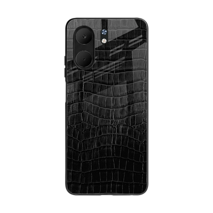 Croco Black back phone cover | glass case for oppo a5x 5g
