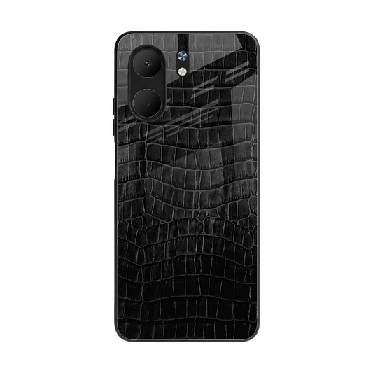 Croco Black back phone cover | glass case for oppo a5x 5g