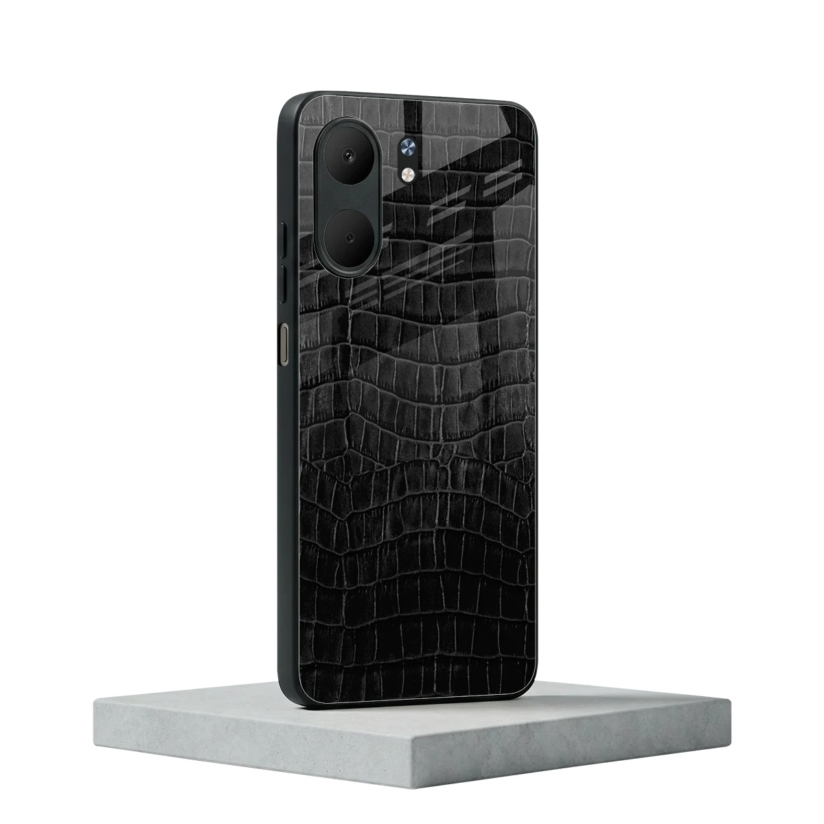Croco Black oppo a5x 5g mobile cover | shockproof glass phone case