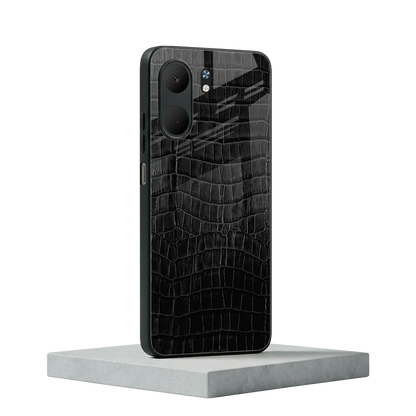 Croco Black oppo a5x 5g mobile cover | shockproof glass phone case