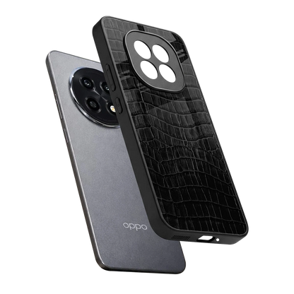 Croco Black sleek oppo f29 pro 5g cover with tempered glass back and TPU edges