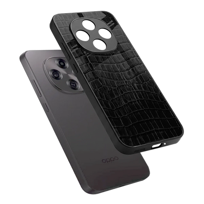 Croco Black sleek oppo f31 pro 5g cover with tempered glass back and TPU edges