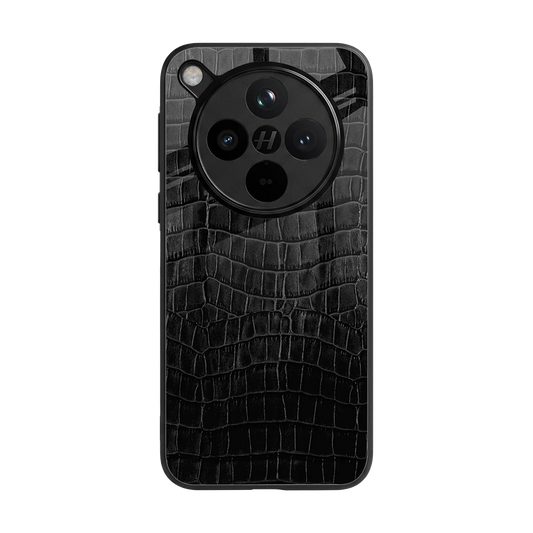 Croco Black back phone cover | glass case for oppo find x8