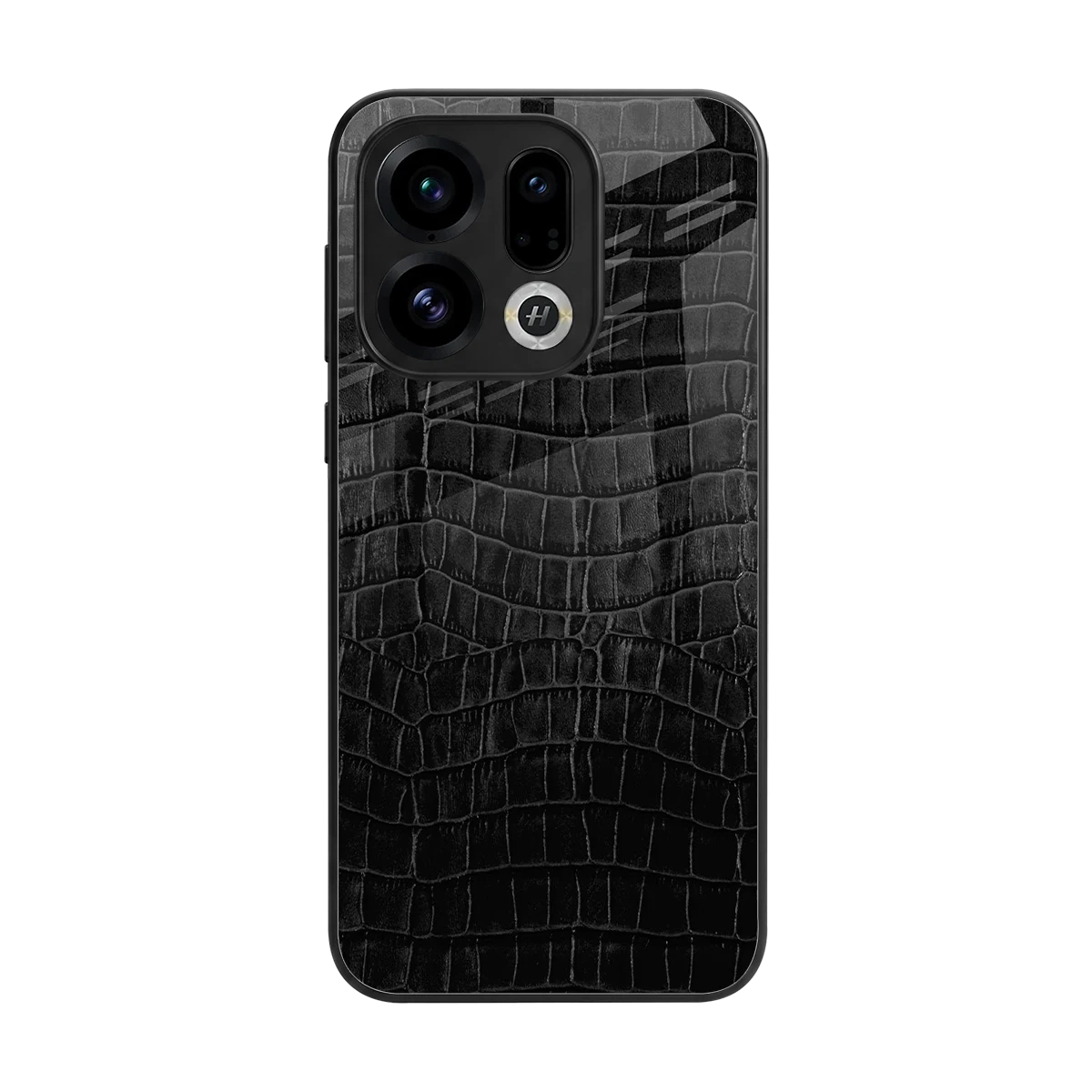 Croco Black back phone cover | glass case for oppo find x9