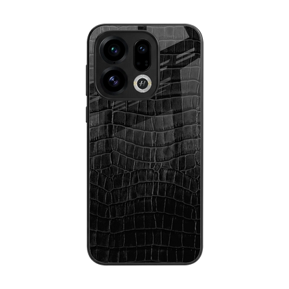 Croco Black back phone cover | glass case for oppo find x9