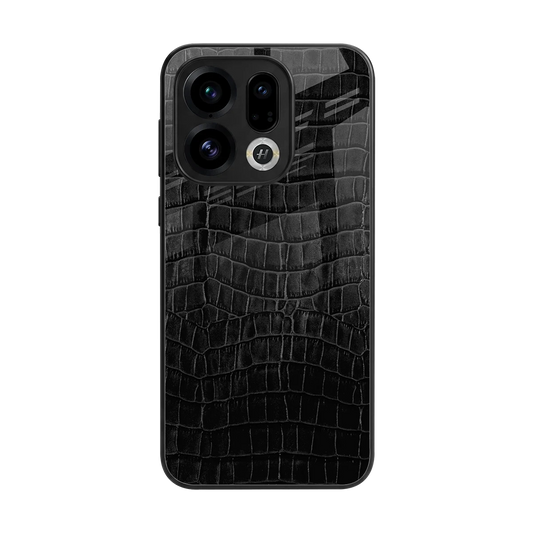 Croco Black back phone cover | glass case for oppo find x9