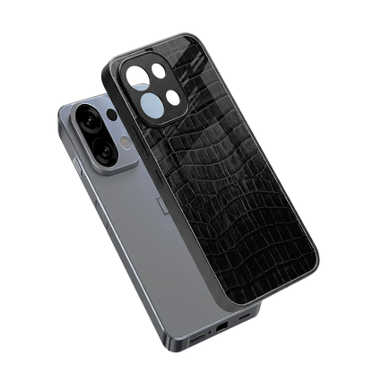 Croco Black sleek oppo k13 5g cover with tempered glass back and TPU edges
