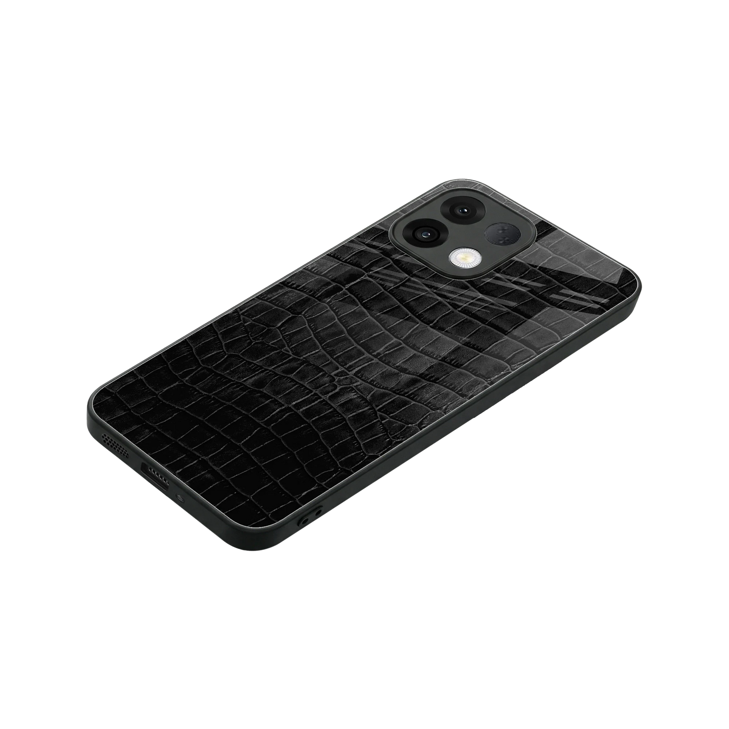 Croco Black stylish phone case for oppo k13 5g | glossy glass and slim fit
