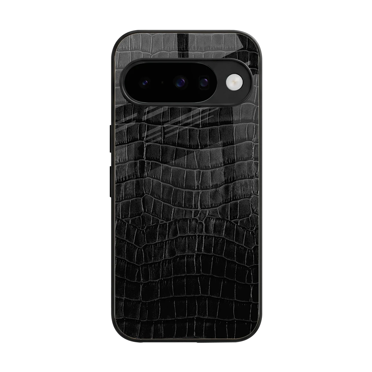 Croco Black back phone cover | glass case for google pixel 10