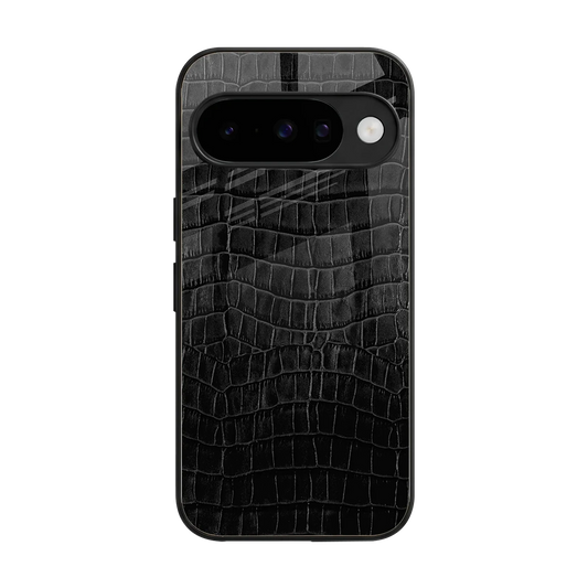 Croco Black back phone cover | glass case for google pixel 10