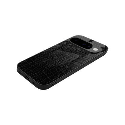Croco Black stylish phone case for google pixel 10 | glossy glass and slim fit