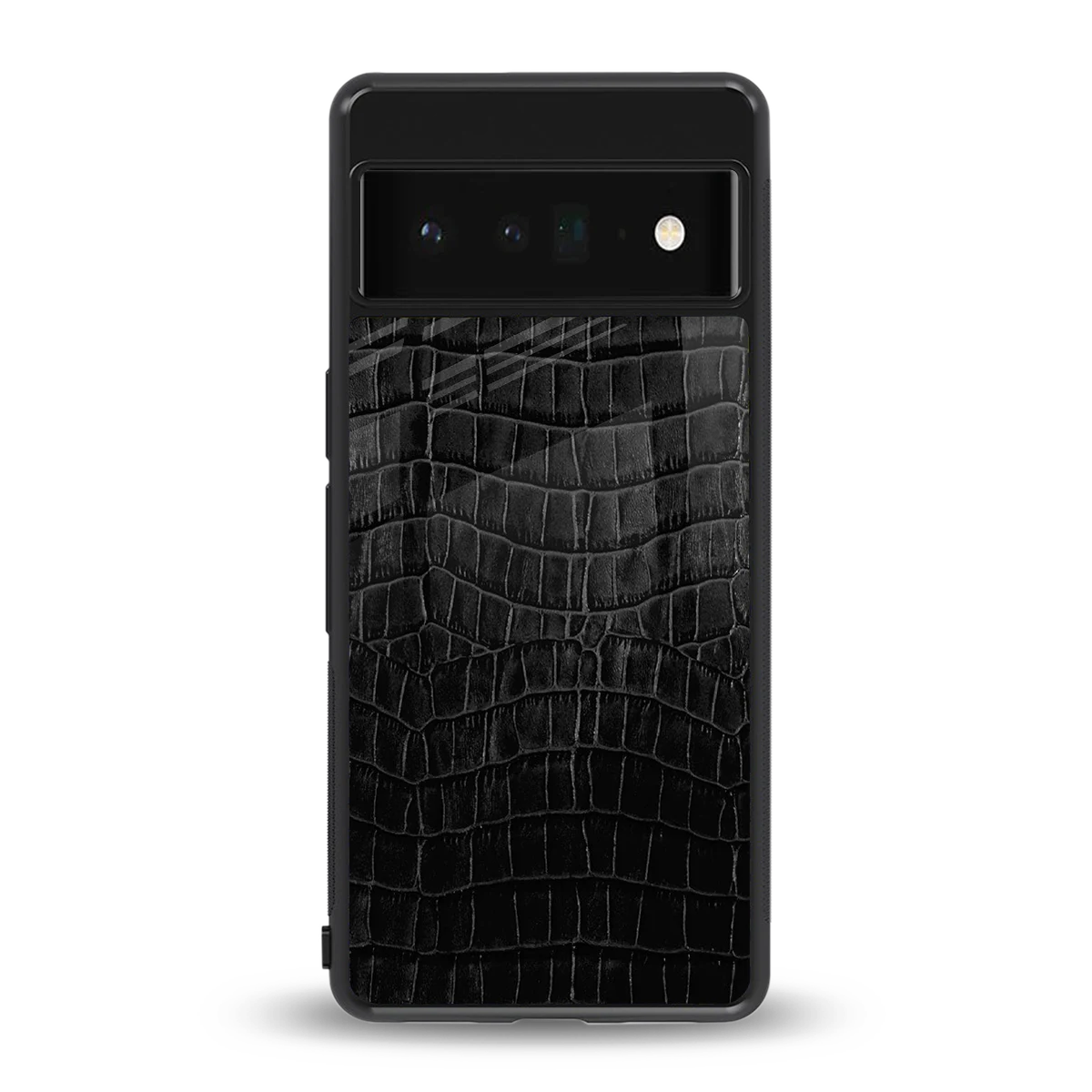 Croco Black back phone cover | glass case for google pixel 6 pro