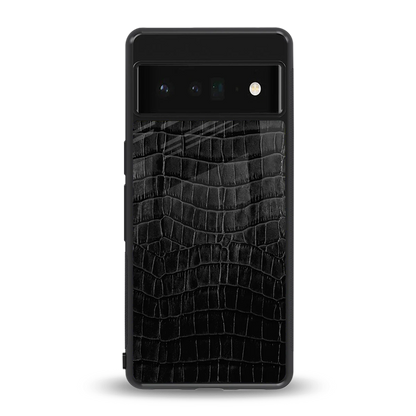 Croco Black back phone cover | glass case for google pixel 6 pro