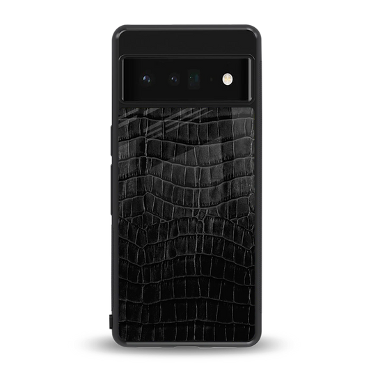 Croco Black back phone cover | glass case for google pixel 6 pro