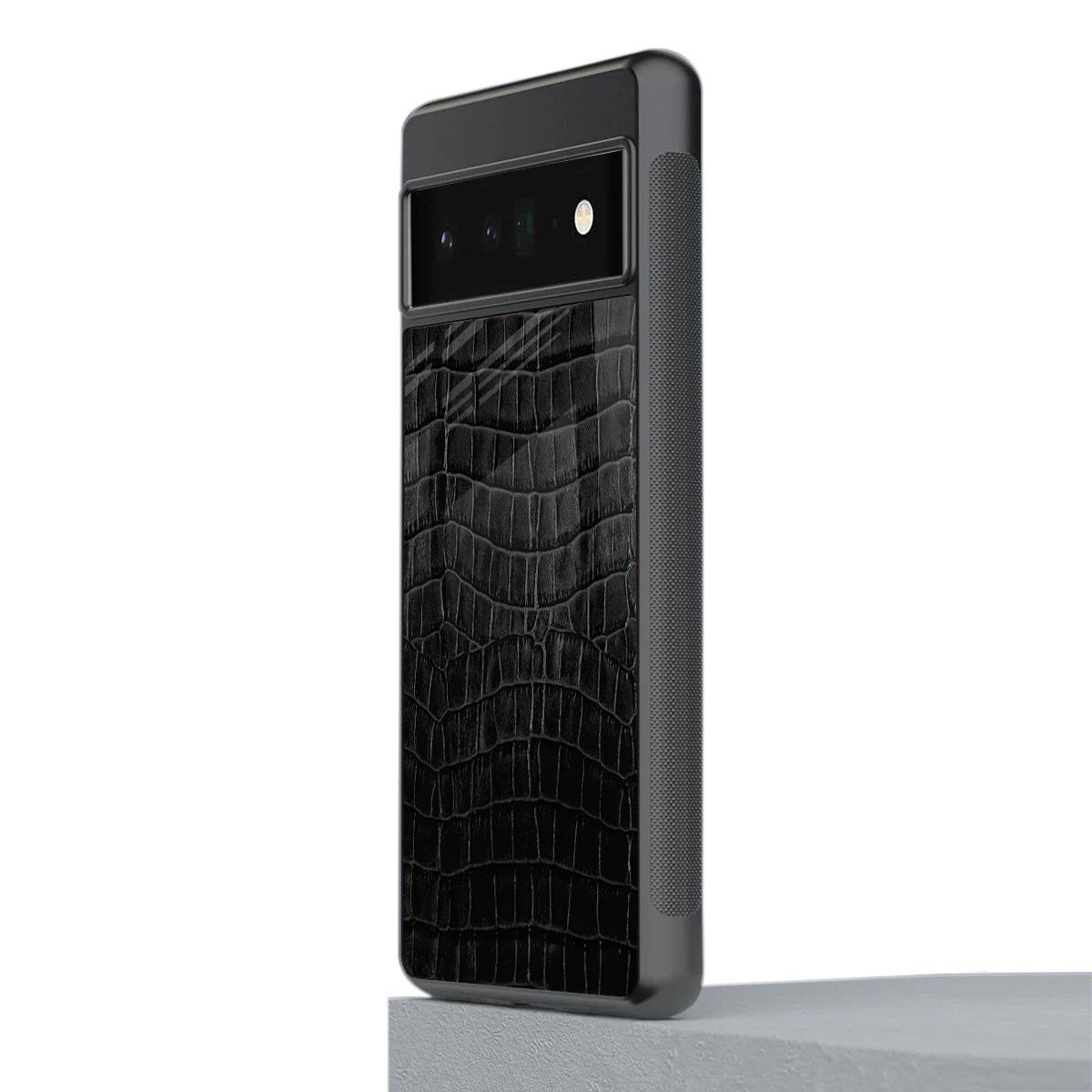 Croco Black stylish phone case for google pixel 6 pro | glossy glass and slim fit