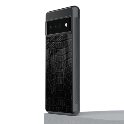 Croco Black stylish phone case for google pixel 6 pro | glossy glass and slim fit