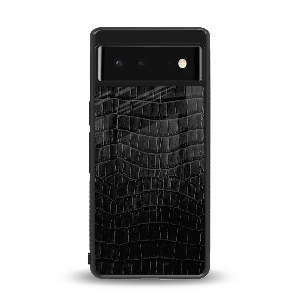 Croco Black back phone cover | glass case for google pixel 6a