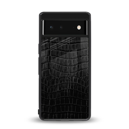 Croco Black back phone cover | glass case for google pixel 6a