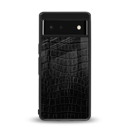 Croco Black back phone cover | glass case for google pixel 6a