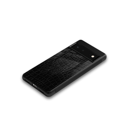 Croco Black google pixel 6a mobile cover | shockproof glass phone case