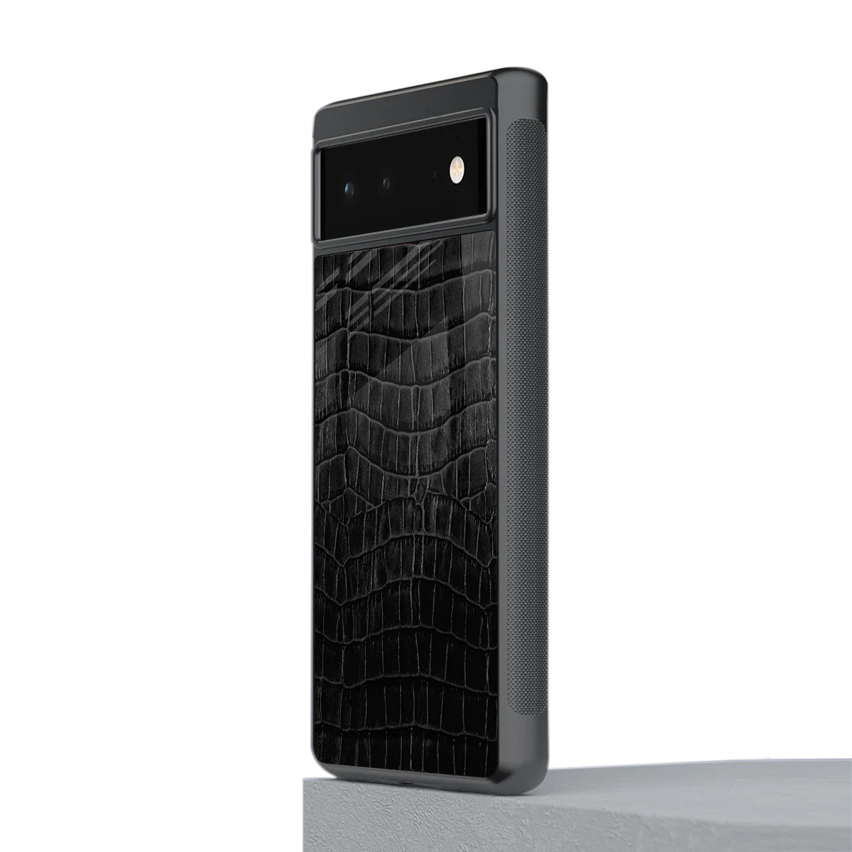 Croco Black stylish phone case for google pixel 6a | glossy glass and slim fit