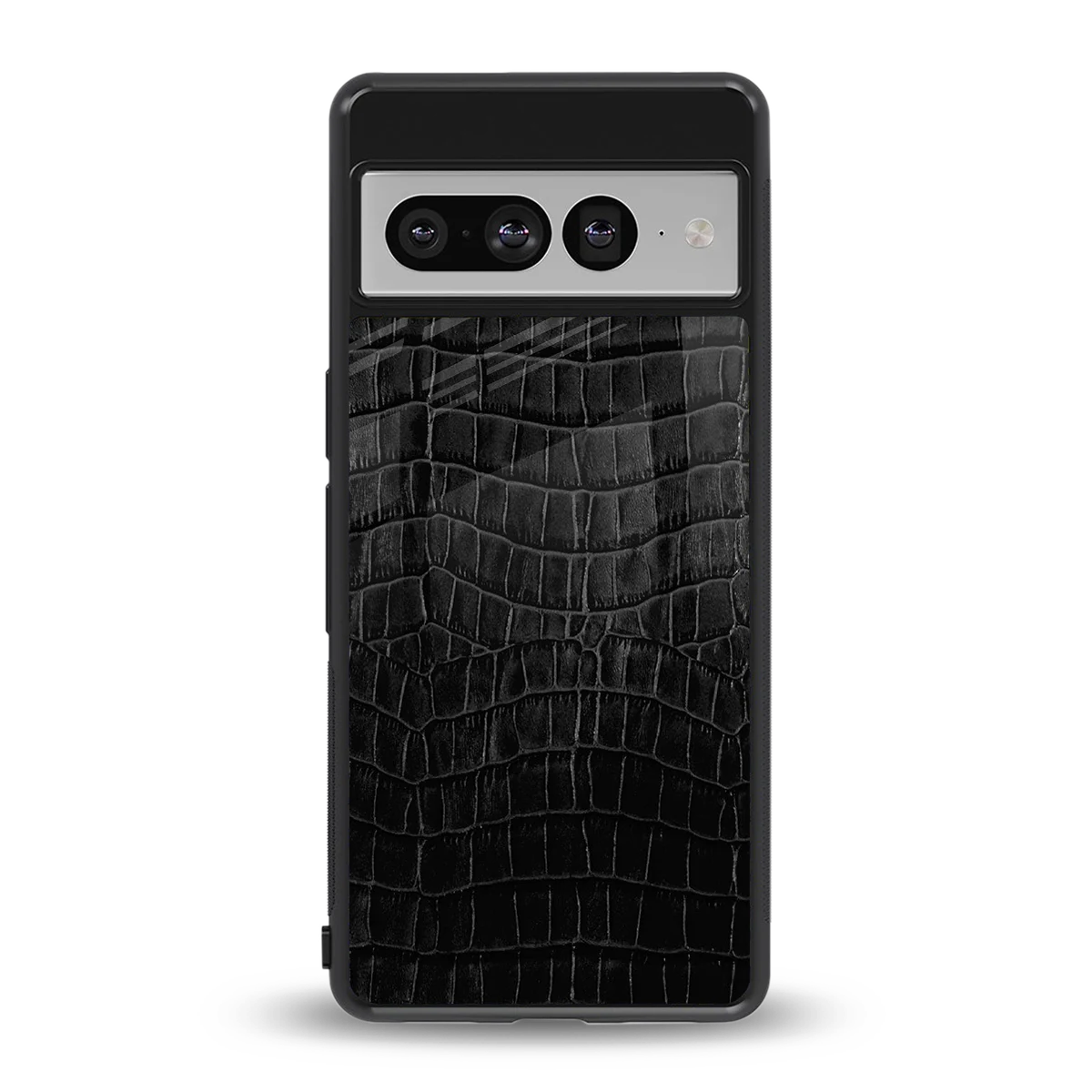 Croco Black back phone cover | glass case for google pixel 7 pro