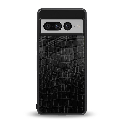 Croco Black back phone cover | glass case for google pixel 7 pro
