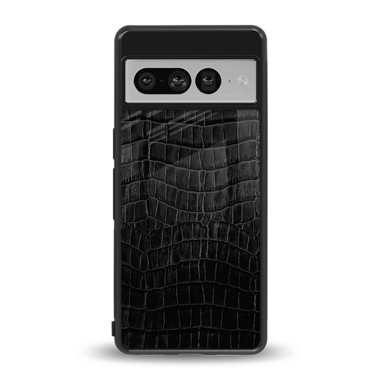 Croco Black back phone cover | glass case for google pixel 7 pro