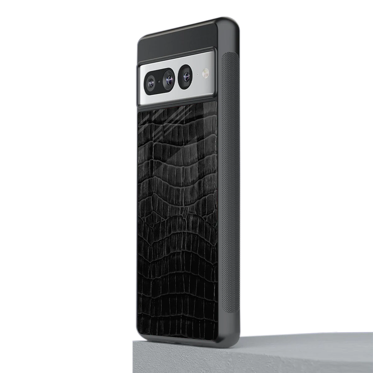 Croco Black stylish phone case for google pixel 7 pro | glossy glass and slim fit