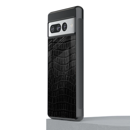 Croco Black stylish phone case for google pixel 7 pro | glossy glass and slim fit