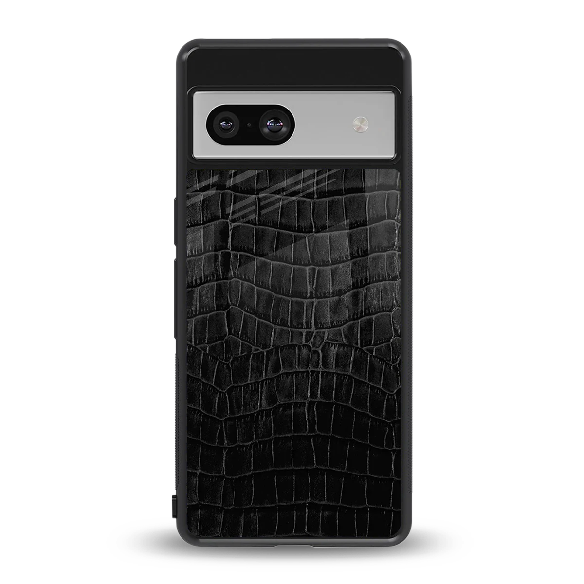 Croco Black back phone cover | glass case for google pixel 7a