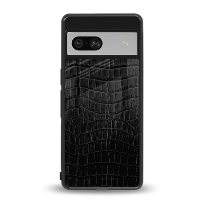 Croco Black back phone cover | glass case for google pixel 7