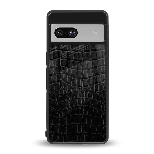 Croco Black back phone cover | glass case for google pixel 7