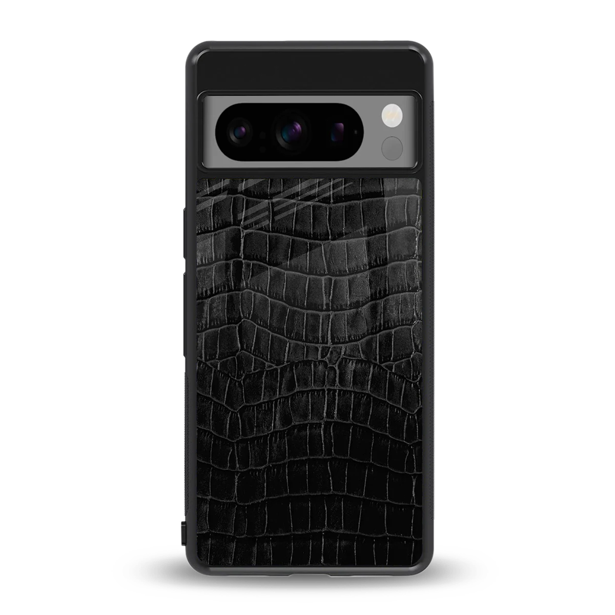 Croco Black back phone cover | glass case for google pixel 8 pro