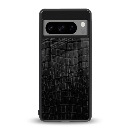 Croco Black back phone cover | glass case for google pixel 8 pro
