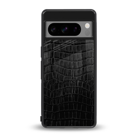 Croco Black back phone cover | glass case for google pixel 8 pro