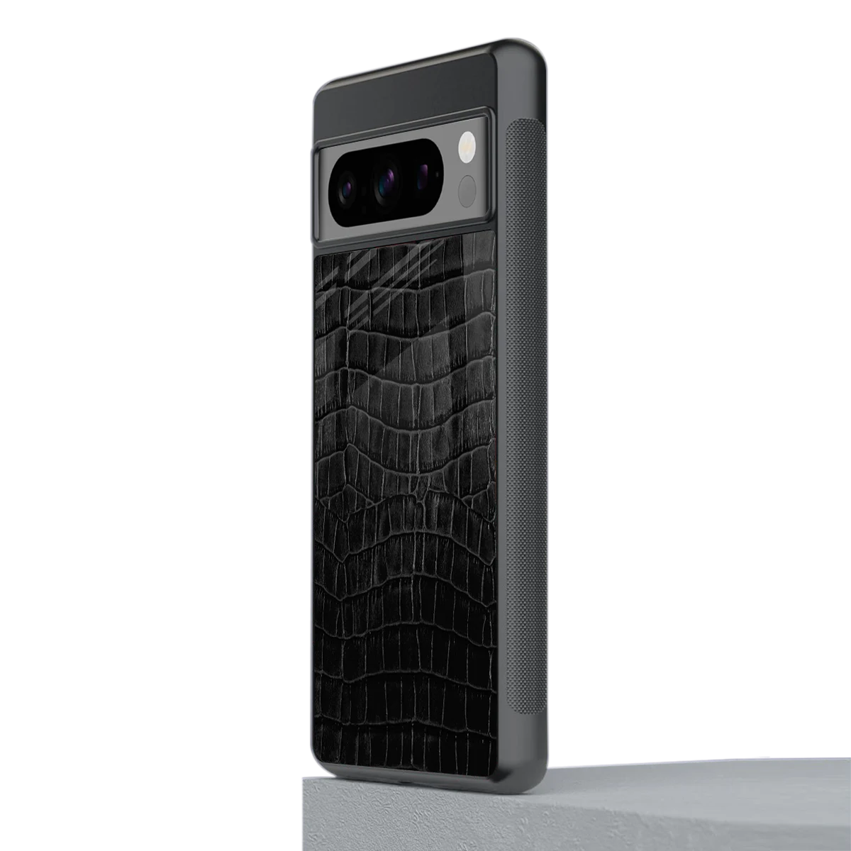 Croco Black stylish phone case for google pixel 8 pro | glossy glass and slim fit