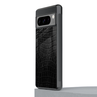 Croco Black stylish phone case for google pixel 8 pro | glossy glass and slim fit