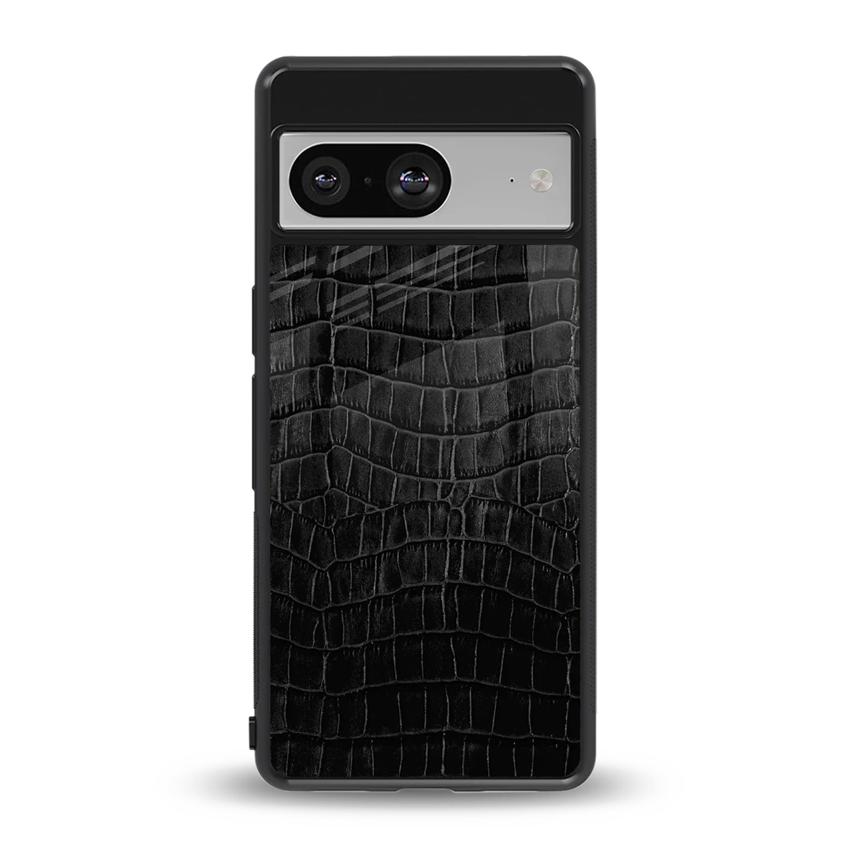 Croco Black back phone cover | glass case for google pixel 8