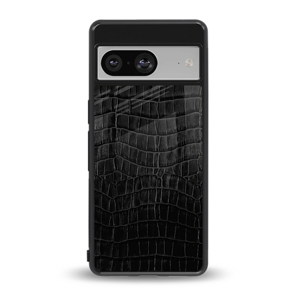 Croco Black back phone cover | glass case for google pixel 8